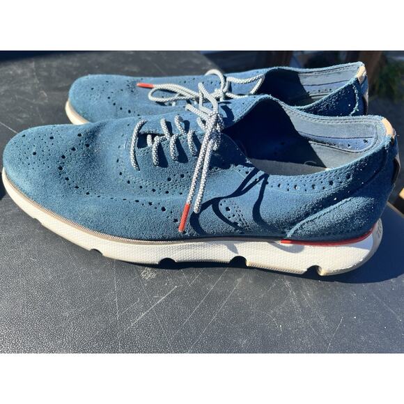 Cole Haan ZeroGrand Men 9.5 W Blue Laser Wingtip Oxford Casual Suede Shoe C35750 - Picture 3 of 9